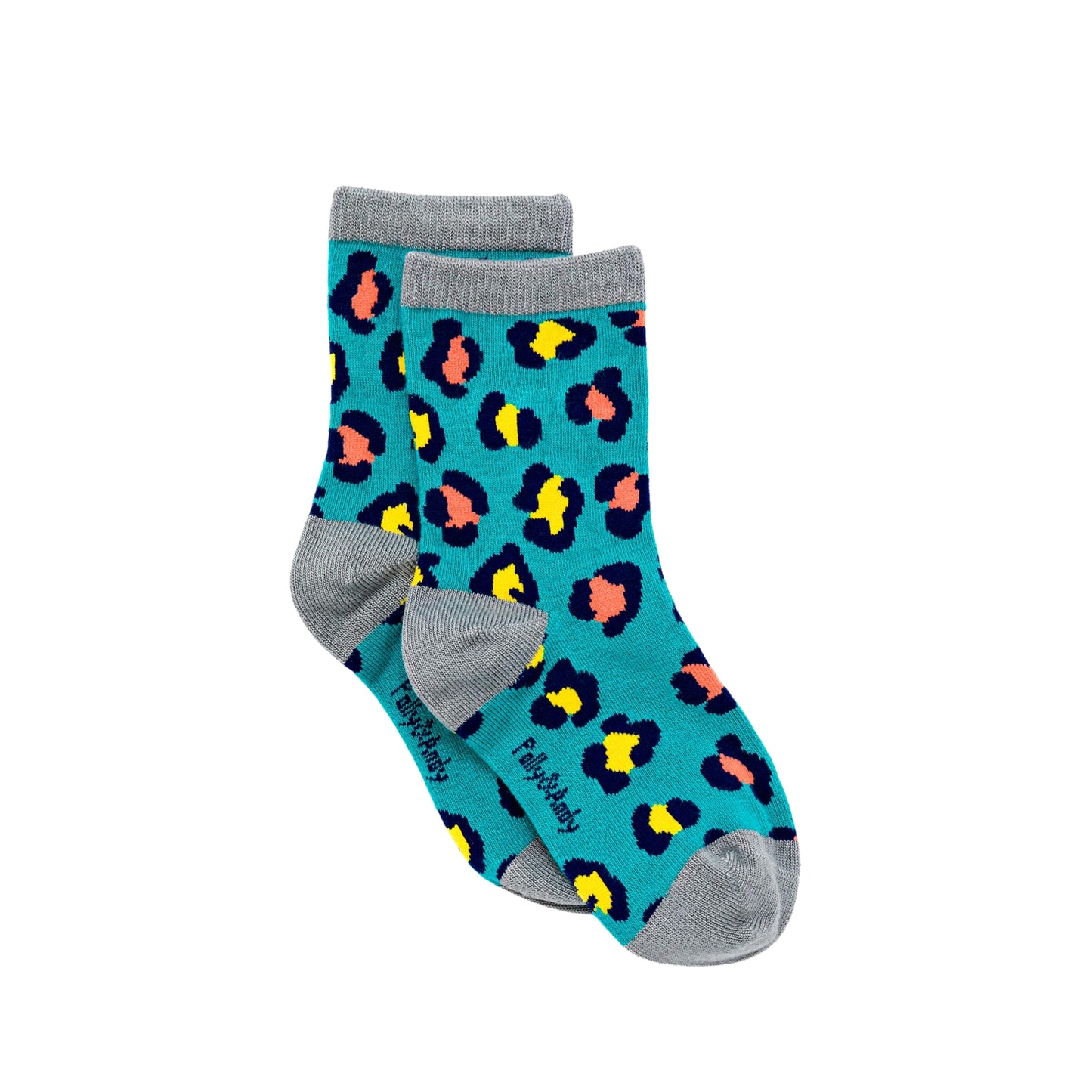 Teal Leopard Bamboo Sock (seamless toe)