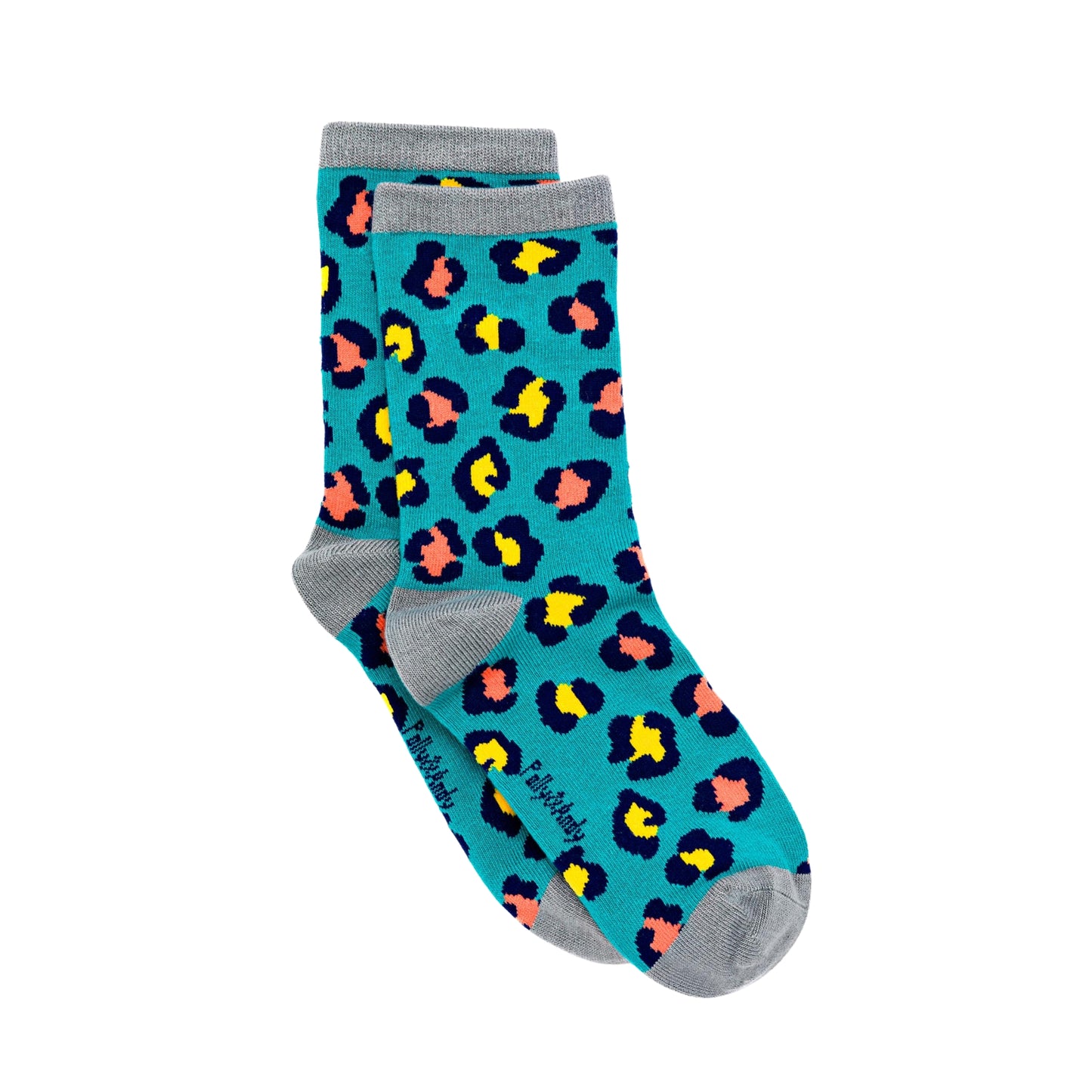 Teal Leopard Bamboo Sock (seamless toe)