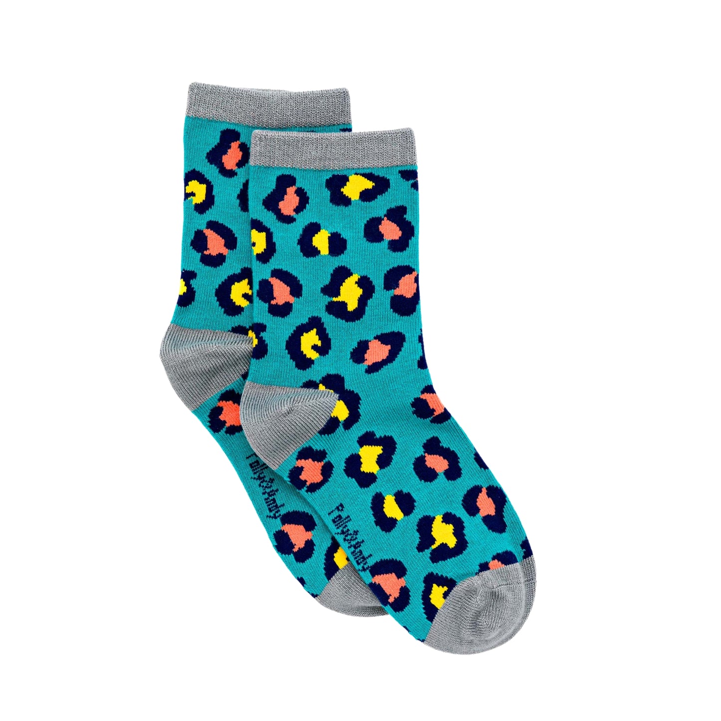 Teal Leopard Bamboo Sock (seamless toe)