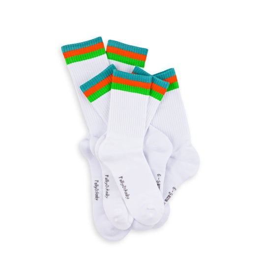 White & Green Bamboo Hiking Socks (seamless toe)