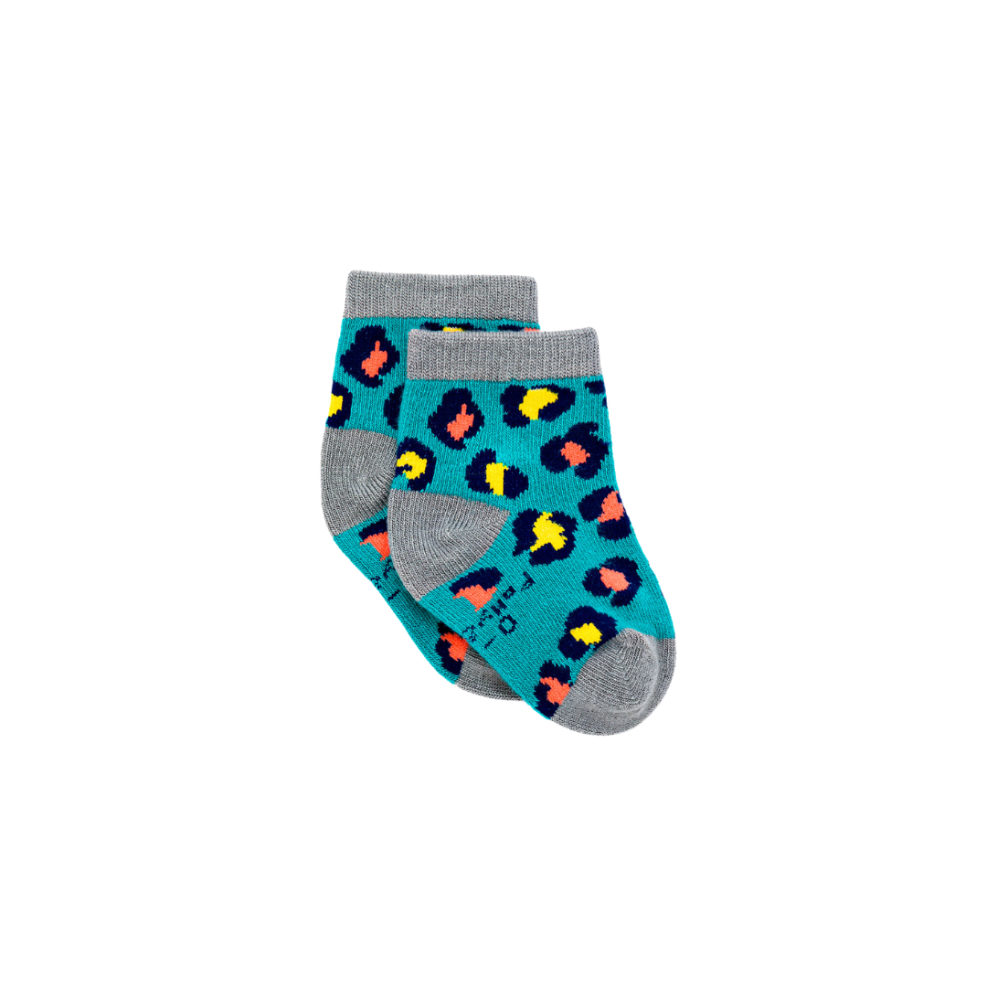 Teal Leopard Bamboo Sock (seamless toe)