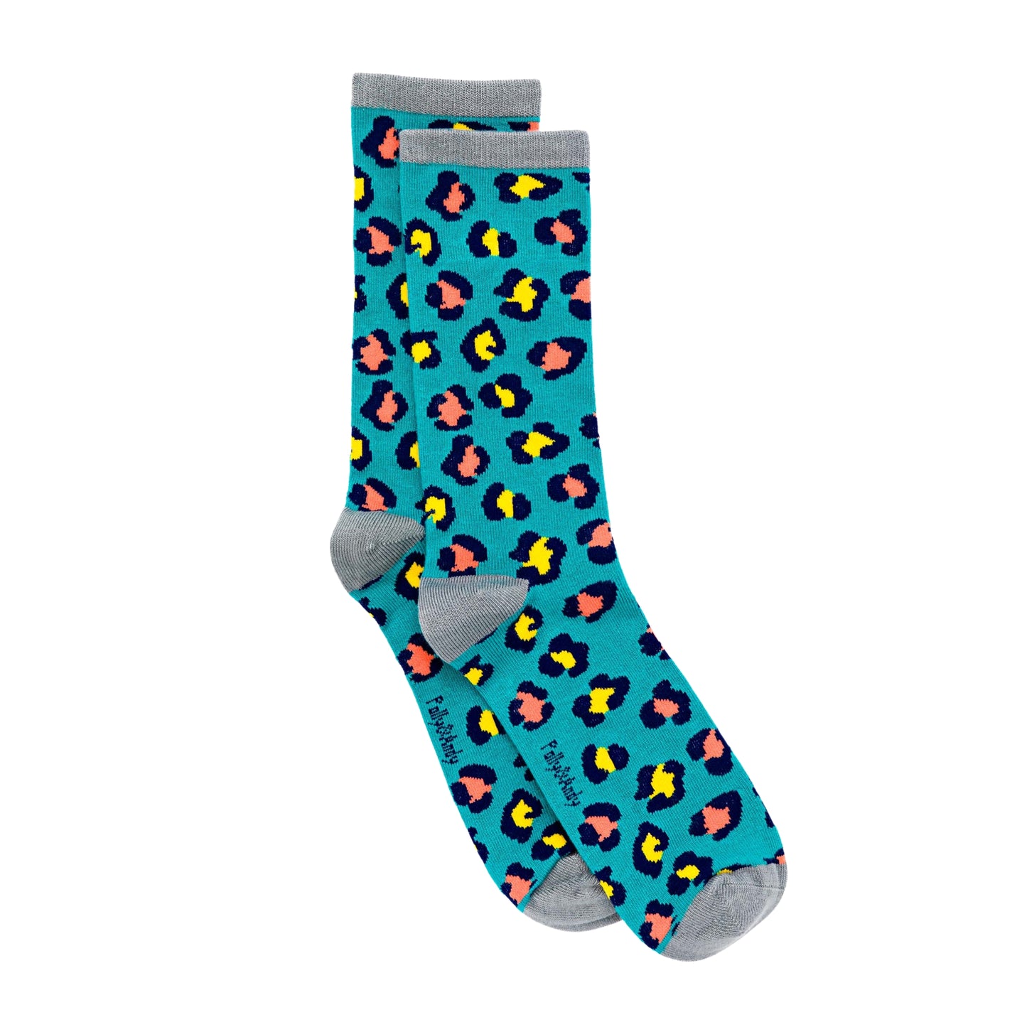 Teal Leopard Bamboo Sock (seamless toe)