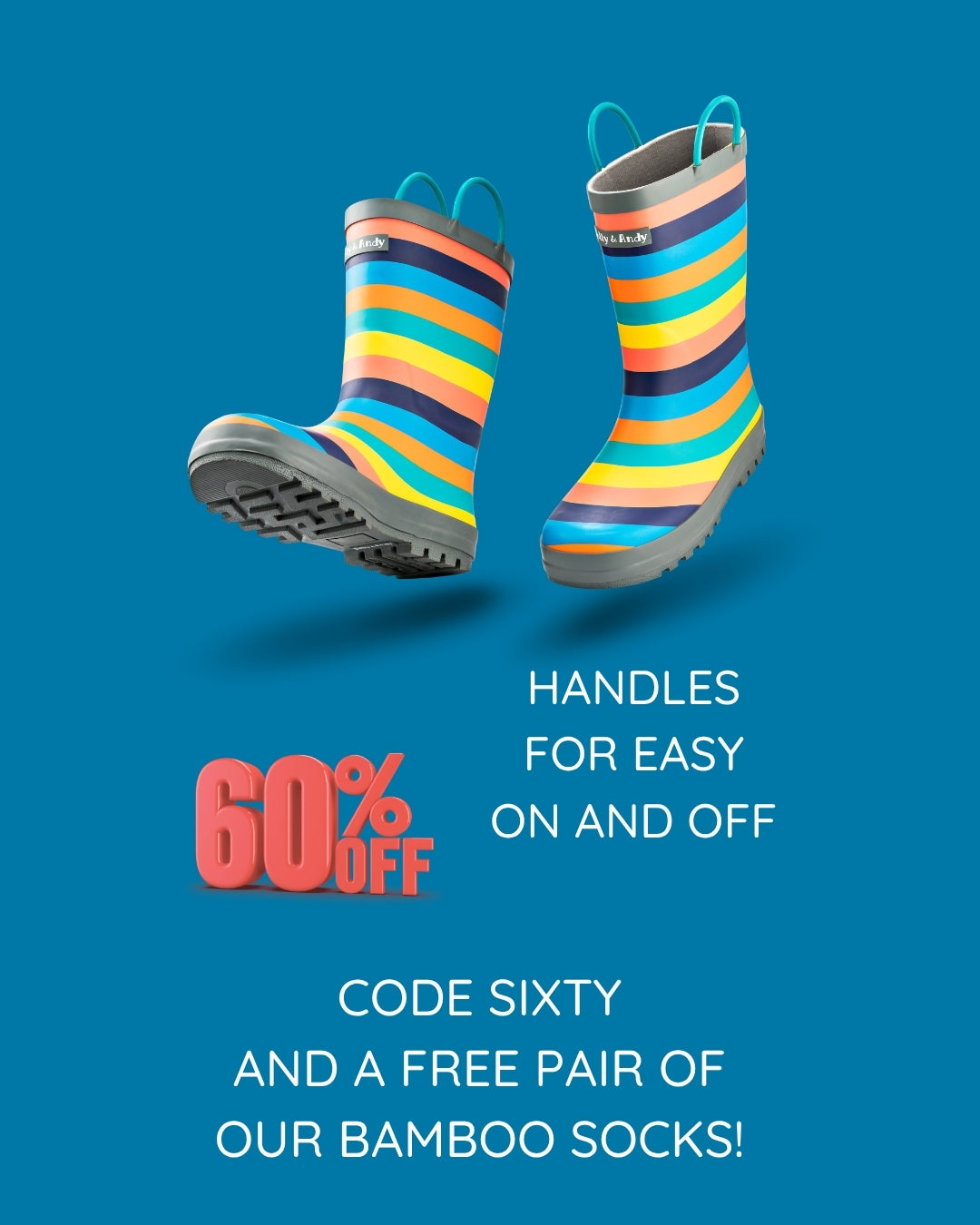 Sustainable Rainboots which Includes a FREE canvas carry bag - 60% off with code SIXTY