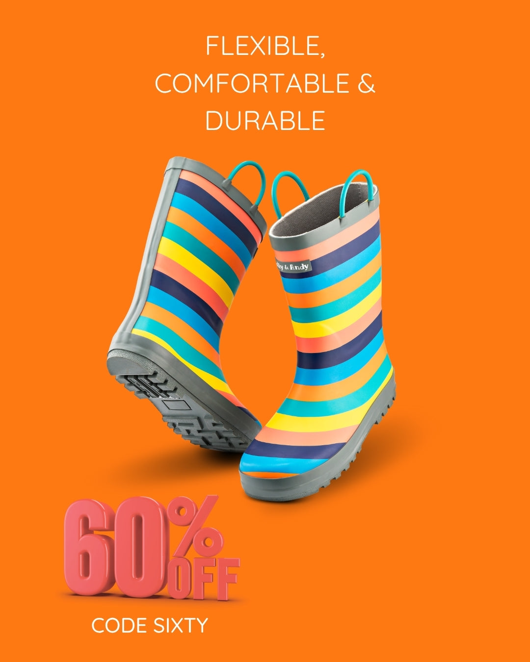 Sustainable Rainboots which Includes a FREE canvas carry bag - 60% off with code SIXTY