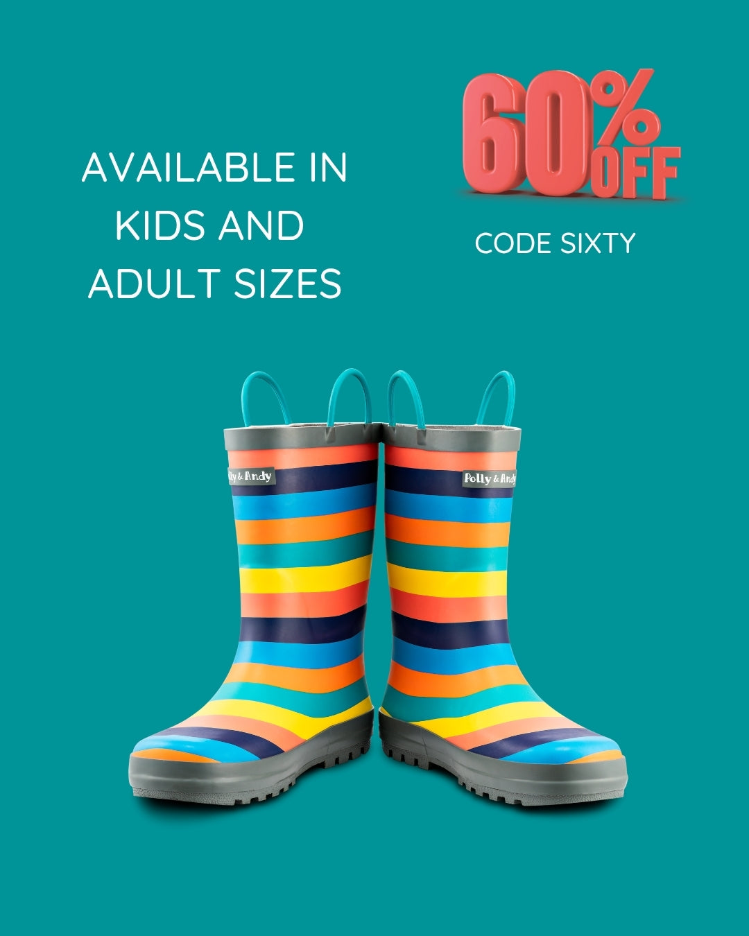 Sustainable Rainboots which Includes a FREE canvas carry bag - 60% off with code SIXTY