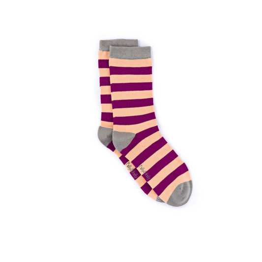Soft Top - Bamboo Peach & Purple Stripe Seamless Sock