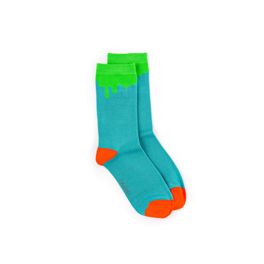 Green Paint Drip Bamboo Sock (seamless toe)