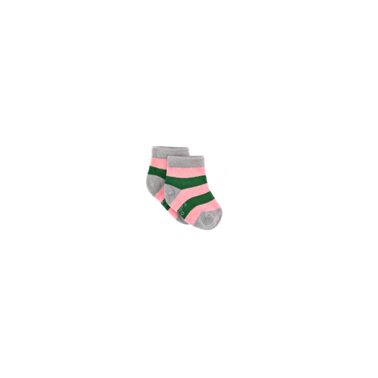 Christmas Pink & Green Stripe Bamboo Sock (seamless toe)