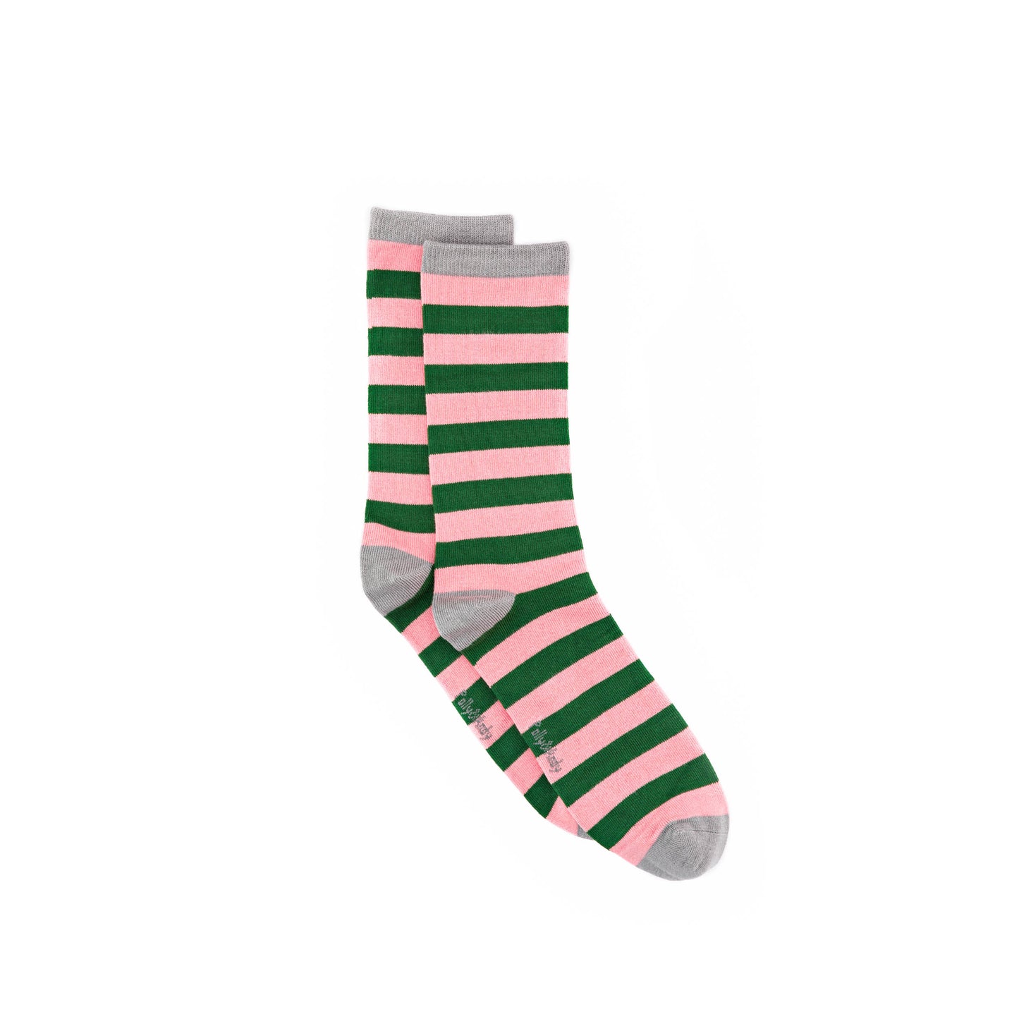Christmas Pink & Green Stripe Bamboo Sock (seamless toe)