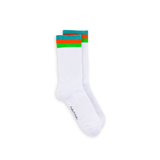 White & Green Bamboo Hiking Socks (seamless toe)