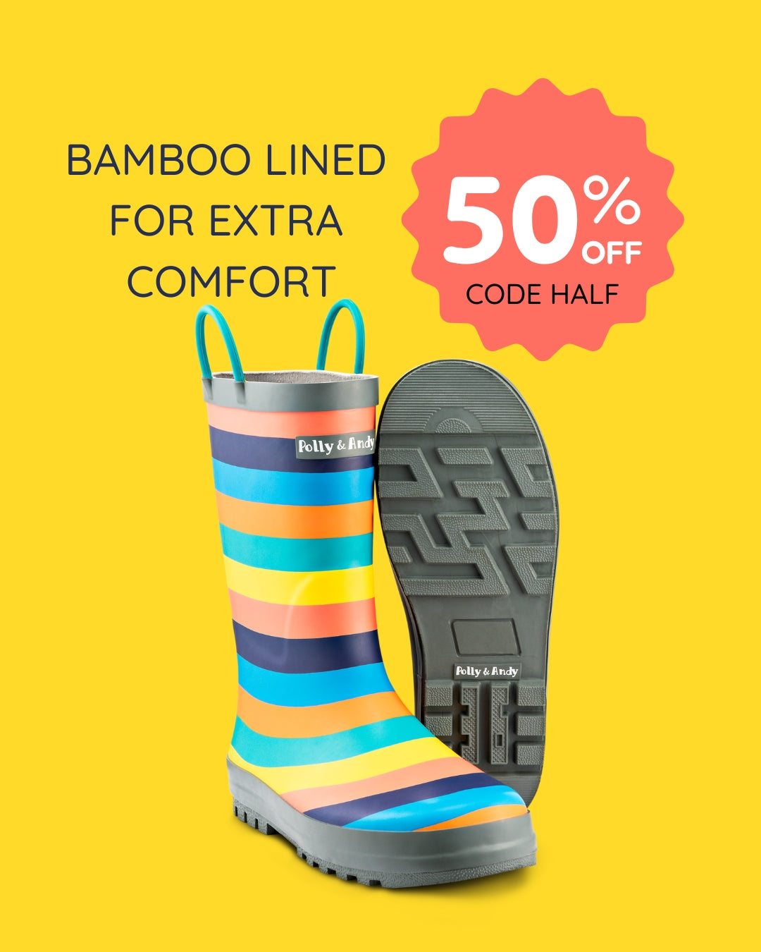 Sustainable Rainboots which Includes a FREE canvas carry bag - 50% off with code HALF
