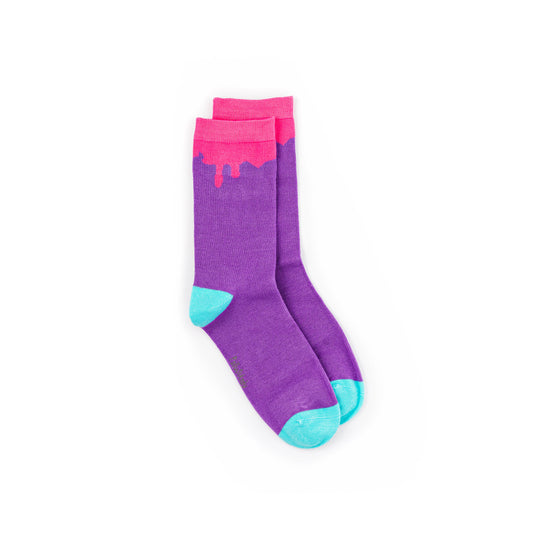 Pink Paint Drip Bamboo Sock (seamless toe)