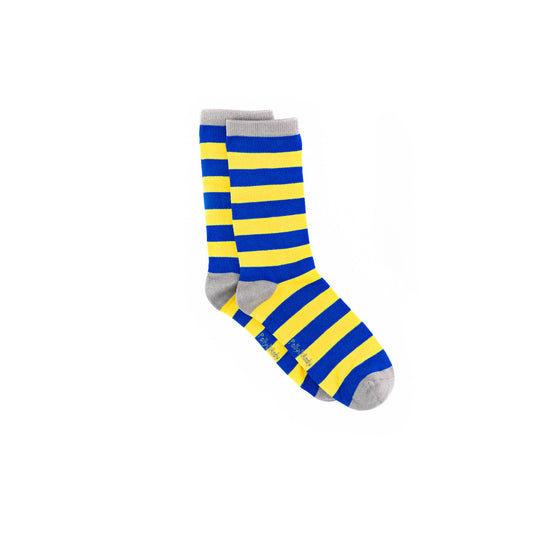 Blue & Yellow Stripe Bamboo Sock (seamless toe)