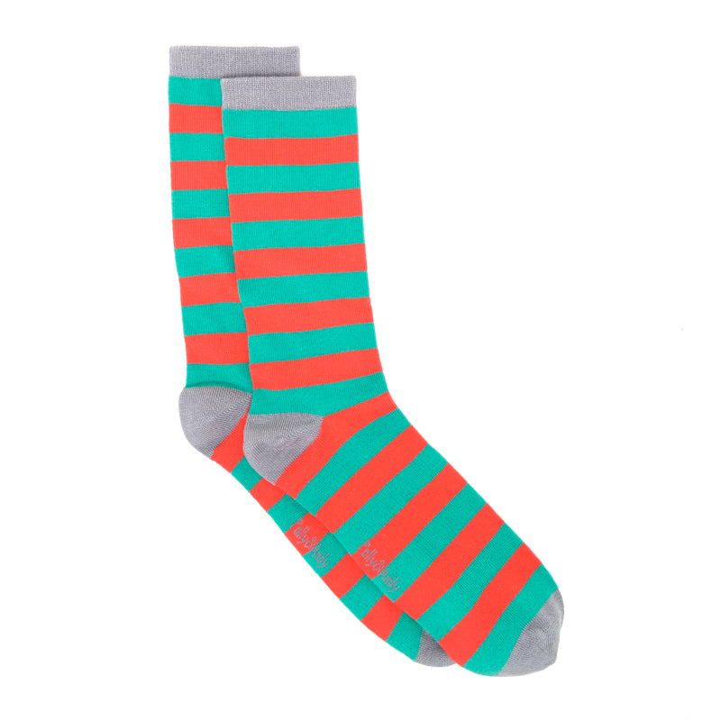 Green & Red Stripe Bamboo Sock (seamless toe)