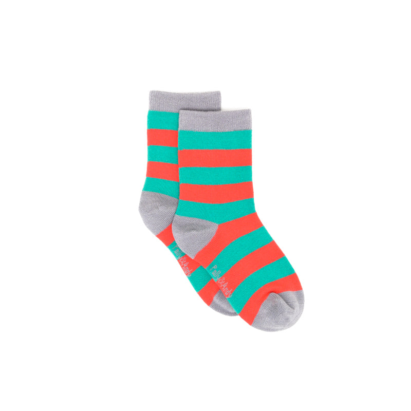 Green & Red Stripe Bamboo Sock (seamless toe)