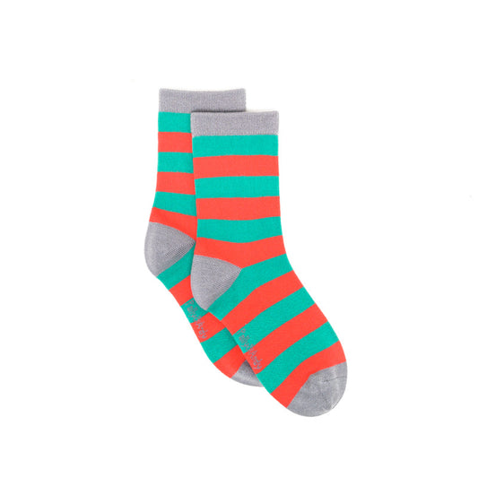 Christmas Green & Red Stripe Bamboo Sock (seamless toe)