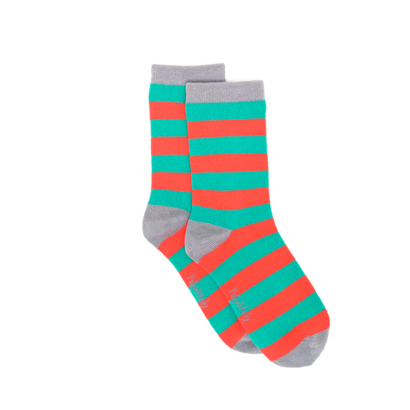 Green & Red Stripe Bamboo Sock (seamless toe)