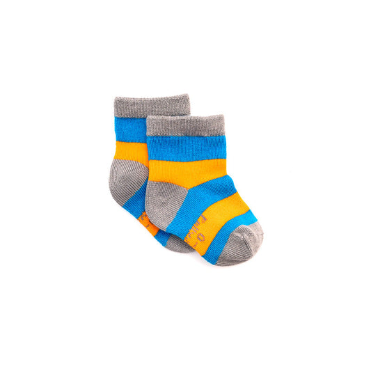 Blue & Orange Stripe Bamboo Sock (seamless toe)