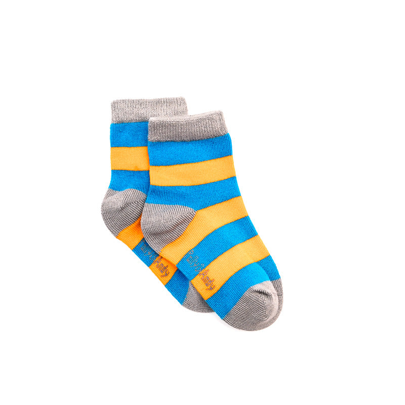 Blue & Orange Stripe Bamboo Sock (seamless toe)