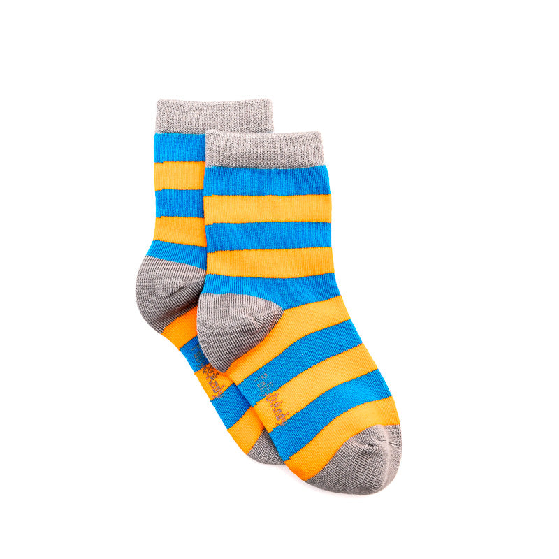 Blue & Orange Stripe Bamboo Sock (seamless toe)