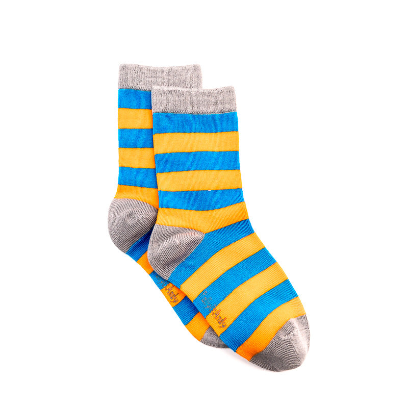 Blue & Orange Stripe Bamboo Sock (seamless toe)