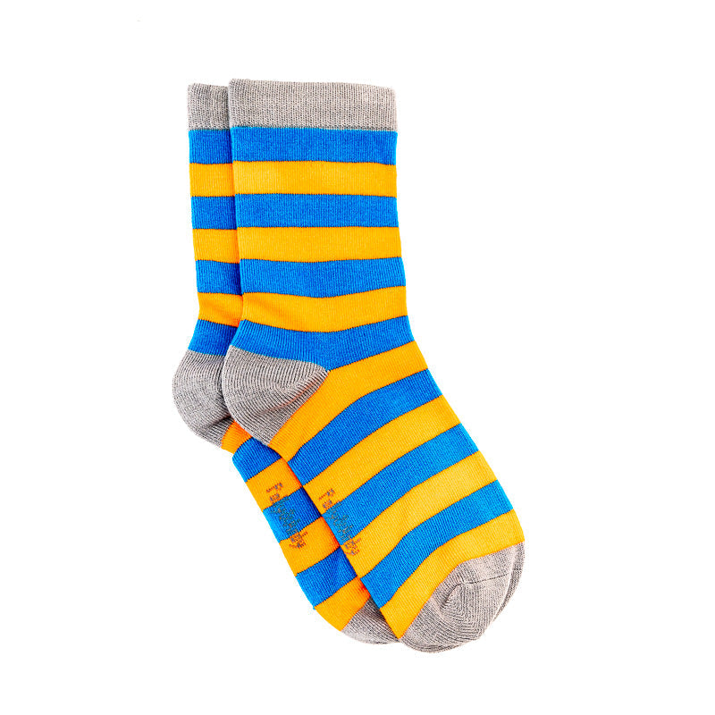 Blue & Orange Stripe Bamboo Sock (seamless toe)