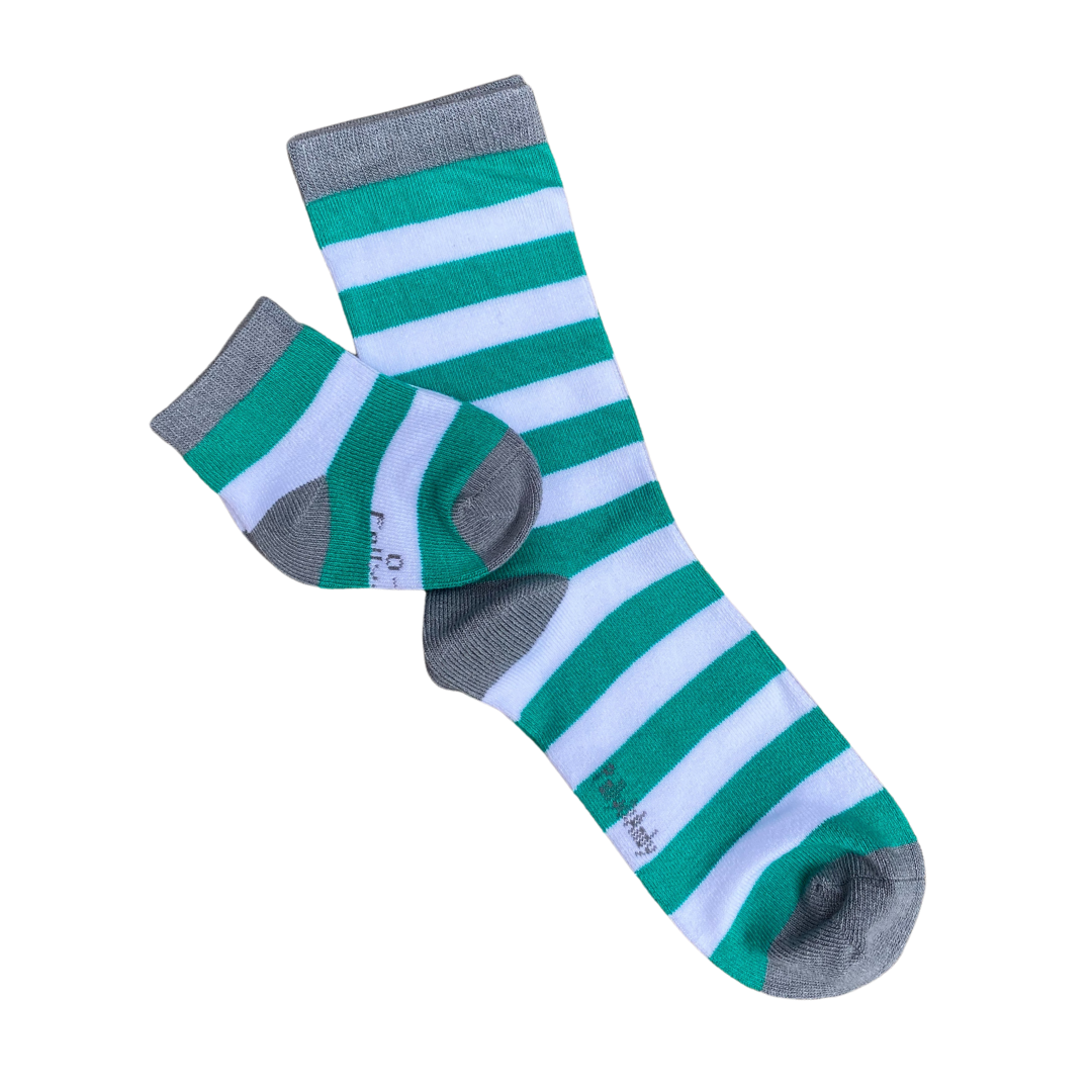 Green & White Stripe Bamboo Sock (seamless toe)