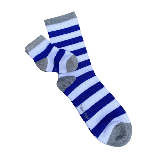 Blue & White Stripe Bamboo Sock (seamless toe)