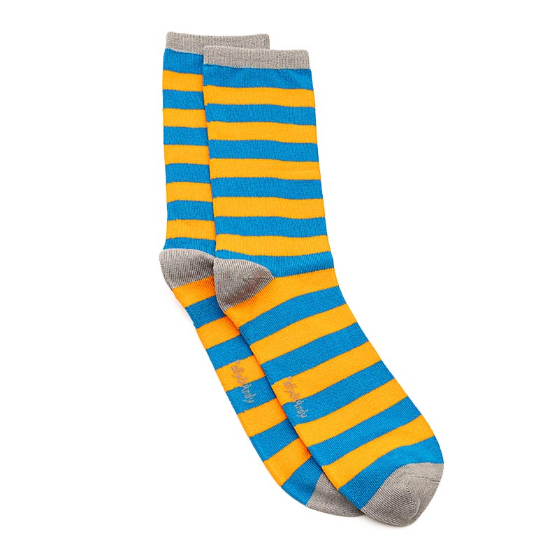 Blue & Orange Stripe Bamboo Sock (seamless toe)