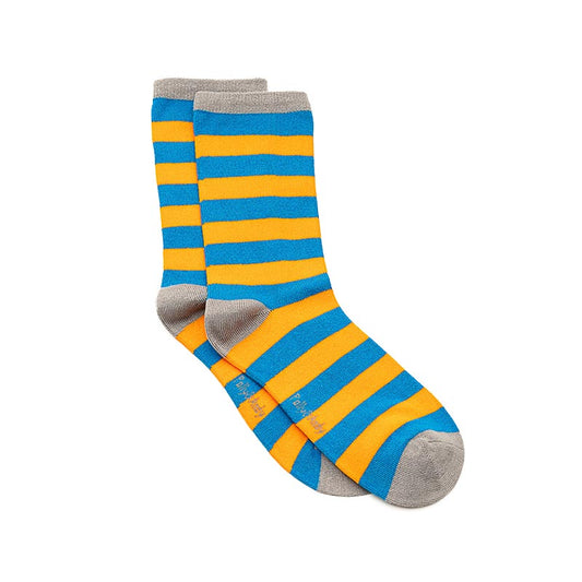 Blue & Orange Stripe Bamboo Sock (seamless toe)