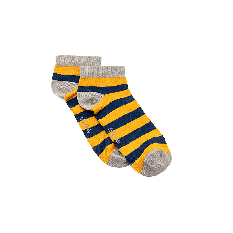 Mustard & Navy Stripe Bamboo Ankle Sock (seamless toe)
