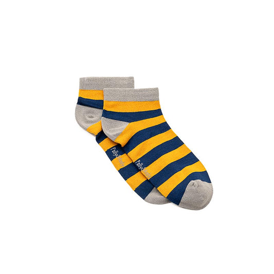 Mustard & Navy Stripe Bamboo Ankle Sock (seamless toe)