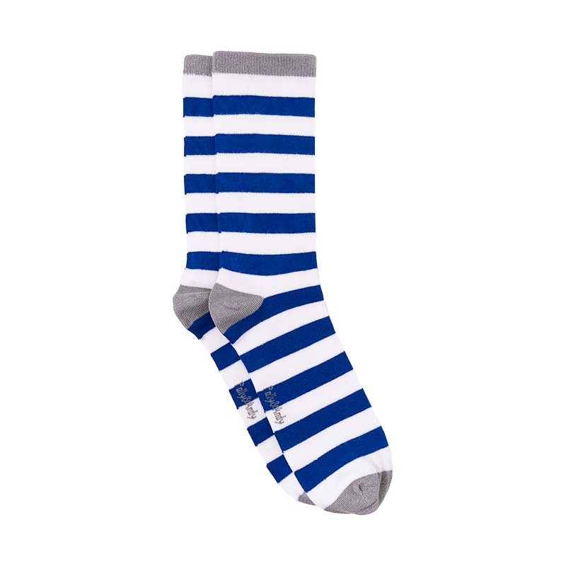 Blue & White Stripe Bamboo Sock (seamless toe)